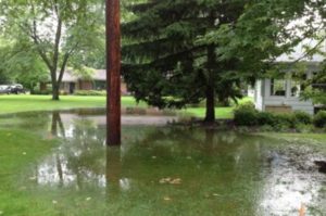 Flooded yard in Dallas Fort Worth French Drain Installation